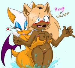 breasts colored edit female female_only groping_breasts groping_from_behind naked pool rouge_the_bat sonic_(series) tenshigarden wet whisper_the_wolf