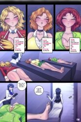 2d_(artwork) 2girls 3girls 4girls agent_aika aika aika_(series) arched_back ass big_ass big_breasts big_butt blonde_female blonde_hair blue_delmo brown_hair_female closed_eyes corpse dark-skinned_female dead defeat defeated defeated_heroine defeated_villainess delmo female female_only female_villain green_hair_female head_tilt head_tilted_back huge_ass huge_breasts indatide knocked_out orange_hair_female pantsu redhead_female ryona saliva saliva_on_tongue thick_ass thick_thighs trembling unconscious unconscious_female villainess white_panties white_skinned_female zako