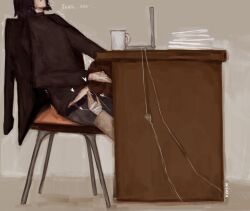 blowjob bungo_stray_dogs deepthroat faceless_male fyodor_dostoevsky gay gay_blowjob oral_penetration oral_sex oral_support osamu_dazai russian_text spread_legs two_males under_the_table