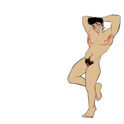 boy_pussy bussy diamond_is_unbreakable jojo's_bizarre_adventure josuke_higashikata posing pubic_hair skate_louis trans_man transmasc