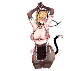 1girls armpits blizzard_entertainment bondage cat_ears cat_tail chains collar crusader diablo diablo_3 female female_only fishnet_pantyhose handcuffs heroes_of_the_storm johanna_(diablo) ratatatat74 solo tagme used_condom white_background