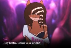 1girls alcohol alcoholic_drink animated anthro anthro_female ass audio bed bed_creaking bedroom bra bra_visible_through_clothes brown_fur brown_hair canine clothing club cum_in_pussy dialogue dialogue_box dialogue_options drink drugged drugged_drink drugged_rape drugged_sex drugs drunk english_text female female_focus fishnets fur_markings furry furry_ears furry_female furry_only furry_tail graphic_tee green_eyes impregnating_rape impregnation inebriated intoxicated jude_(l0calslug) jude_(upiware) l0calslug legwear long_hair medium_breasts mismatched_legwear nightclub off_screen_character off_screen_sex off_shoulder off_shoulder_shirt one_eye_covered one_eye_obstructed original original_character oversized_clothes oversized_shirt panties party pussy raccoon_tail_hair rape roofies scene_(fashion) scene_fashion scene_hair sex shirt skinny skinny_female socks somnophilia spiked_drink tagme text_box thigh_highs thighhighs unconscious vaginal_sex video visual_novel