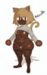 bikini black_body blonde_hair brown_skin cartoonwizzard edit edited fate_(series) golden_bikini neco-arc pubic_hair red_eyes tsukihime