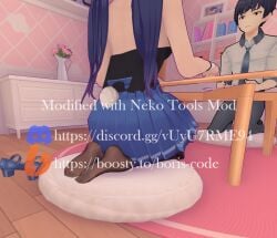 1female 1girls ass ass_focus bunny_tail bunnysuit crazy_mita_(miside) cute cute_girl dark_purple_hair feet female female_focus female_only game_cg game_mod girl hairband indigo_hair light-skinned_female light_skin miside mita_(miside) mod purple_hair pussy sitting skirt tagme