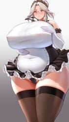 1girls armwear big_breasts black_panties blush breasts eyewear female female_only glasses hair hair_bun headwear huge_breasts labiata_prototype_(last_origin) large_breasts last_origin legs legwear maid maid_headdress maid_outfit maid_uniform massive_breasts mature mature_female mature_woman milf namamo_(kura) outfit panties pantyshot plump solo solo_female thick_thighs thighhighs thighs voluptuous white_hair