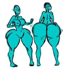 asari blue_skin butt_expansion huge_ass kevemperor mass_effect xelbaxexilex