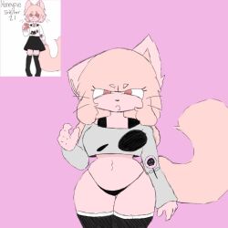 1girl crop_top eqtwi_(artist) female furry honeypie_(eqtwi) peach_hair pink_fur tagme tail thighhighs