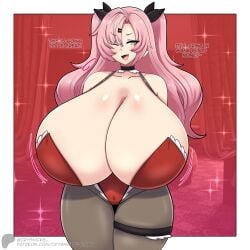 1female 1girls breasts breasts_bigger_than_head bunnysuit crysnickel cunning_hares excessive_breast female female_only huge_breasts jpg leggings massive_breasts nicole_demara obese pink_hair red_bikini_top solo solo_female tagme twitter_link zenless_zone_zero