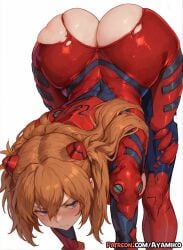 1girls 2025 ai ai_assisted ai_generated anime anime_girl anime_style artist_name ass asuka_langley_sohryu blush blush bodysuit dynamic_pose embarrassed ginger ginger_hair high_quality huge_ass looking_away neon_genesis_evangelion patreon patreon_username sexy_pose shy uncensored watermark