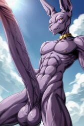 ai_generated balls beerus big_balls big_penis cock cocky69 dragon_ball_super excessive_size god_of_destruction hyper_penis long_penis male_focus muscles muscular muscular_anthro penis veiny_penis