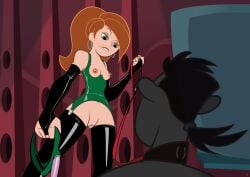 bondage collar domination dr._drakken femdom kim_possible latex leash red_hair strapon submissive