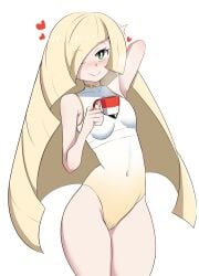 1girls blonde_hair blush breasts cameltoe coffee_mug female female_only game_freak green_eyes hair hand_behind_head heart hips holding_object leotard long_hair lusamine_(pokemon) mature mature_female mature_woman milf mother mug one_eye_closed pabsmikan petite pokemon pokemon_sm skinny small_breasts smile solo solo_female swimsuit thighs white_leotard wide_hips