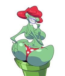 ass ass_cleavage big_ass breasts busty butt_crack curvy cute female green_skin huge_ass humanoid mario_(series) nintendo no_humans panties piranha_plant plant red_hair rule_63 sharp_teeth slb solo spotted_panties super_smash_bros.