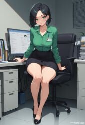 1girls ai_generated big_ass big_breasts blouse fat_ass office_lady pencil_skirt short_hair stable_diffusion valorant viper_(valorant)