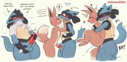 akibun anal duo eevee female generation_1_pokemon generation_4_pokemon hi_res in_heat lucario male male/female nintendo pokemon pokemon_(species) third-party_edit