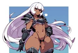 1boy ai_generated dark_skin femboy femboy_only girly mullon novelai penis solo thick_thighs trap white_hair wide_hips