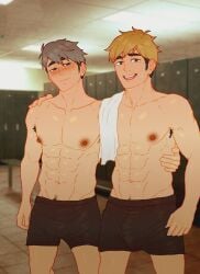 2boys abs anal anal_sex armpits atsumu_miya balls big_balls big_penis blush brother brother/brother brothers cuckoo_chan dialogue english_text erect_penis erection gay gay_sex haikyuu!! identical_twin_brothers identical_twins incest licking_penis male male/male male_focus male_only muscular_bottom muscular_male nipples nude_male one_eye_closed osamu_miya penetration penis sweat tagme taking_clothes_off twin_brothers twincest twins yaoi