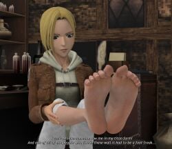 1girls 3d 3d_(artwork) annie_leonhardt attack_on_titan blonde_female blonde_hair blonde_hair blonde_hair_female blue_eyes clothed clothed_female clothes feet feet_focus feet_tease feet_together feet_up female female_focus female_only foot_fetish footfetishrenders implied_footjob light-skinned light-skinned_female light_skin shingeki_no_kyojin tease teasing teasing_with_feet variant variant_set