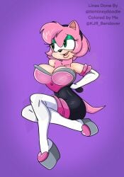 amy_rose amy_the_bat bodysuit breasts curvy neckline rouge_the_bat_(cosplay) sonic_(series) spandex_suit