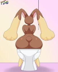 animated animated_gif ass_focus bathroom big_ass big_butt f50 fart fart_cloud fart_fetish gif lopunny nintendo pokemon toilet