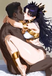 ai_generated bed bedroom big_ass big_penis black_hair curvy_female dark-skinned_male dark_skin day fate/grand_order fate_(series) female gintoai indoors interracial ishtar_(fate) light-skinned_female light_skin male male/female sex sexy_body tohsaka_rin veiny_penis