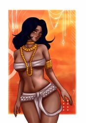 big_breasts curvy dahlia_(day_of_wrath) day_of_wrath day_of_wrath_(doom_fanfic) doom fine_art_parody harem_outfit human indian indian_female infinitypilot mythology oc original_character tagme yakshi_figure_sculpture