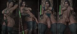 3d cga3d dark-skinned_futanari futanari girthy_penis jade_(mortal_kombat) mortal_kombat solo solo_futanari veiny_penis