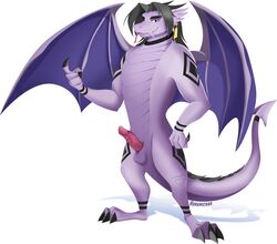 anthro balls dragon ear_piercing fan_character fangs kuramichan male male_only nude penis piercing simple_background smile spyro_the_dragon standing tongue tongue_out video_games wings zychronos