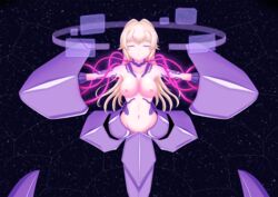 blonde_hair blush breasts female large_breasts nipples petrification pura-tabu regalia_the_three_sacred_stars solo yuinshiel_asteria