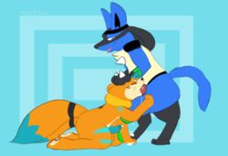 2boys alternate_color animated anthro blue_eyes blue_fur blue_penis buizel canine cheek_bulge closed_eyes cum cum_in_mouth cum_inside cum_while_penetrated erection face_fucking feet fellatio feral furry gay glowing interspecies kneeling knot knotting large_ass lucario male male_only multi_tail nintendo oral oral_knotting orange_fur orgasm original_character otter paws pocketpaws pokemon pokemon_(species) pokemon_dppt sketch standing thick_thighs video_games wide_hips yaoi