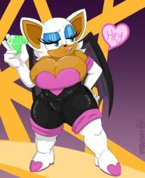 big_ass big_breasts big_thighs breasts chaos_emerald clothed clothing female female_only huge_ass huge_breasts rouge_the_bat sonic_(series) sonic_adventure_2 sonic_the_hedgehog_(series) strongovan