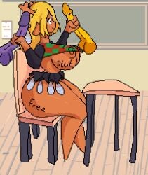 big_ass big_breasts big_penis condom_balloon deltarune free_use futanari huge_ass kris_(deltarune) noelle_holiday pixel_art school slut_tattoo susie_(deltarune) tits_out