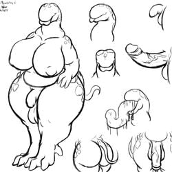 1:1 balls bbh big_breasts bigshow breasts eyeless furry futa_only futanari genitals goo_creature gynomorph hi_res hyper intersex invalid_tag long_tongue model_sheet monochrome penis saliva_on_tongue signature simple_background sketch tongue vein veiny_penis white_background wide_hips