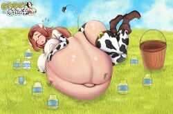 alternate_version_available belly_bigger_than_body belly_overhang big_ass bloated bloated_belly cow_ears cow_girl cow_print cow_tail funlitogc gurgle gurgling gurgling_noise happy_female huge_breasts malon morbidly_obese morbidly_obese_female nintendo on_side overweight overweight_female the_legend_of_zelda