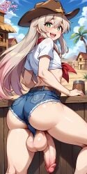 ai_generated big_asshole big_cock cowboy djxcarline far_west femboy guns huge_cock outdoors trap wild_west