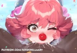 1boy1girl ai_generated birthday birthday_party blowjob busty clown clown_girl cock commission cum cum_in_mouth cumshot dark-skinned_male deepthroat ejaculation facefuck fellatio female geiru_toneido gyakuten_saiban huge_cock interracial large_breasts large_cock large_penis party patreon patreon_url patreon_username pawg penis public sinderellaart thick throat_fuck voluptuous voluptuous_female