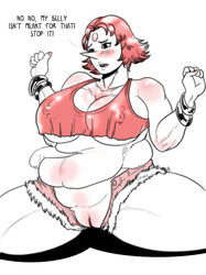 belly big_breasts blush breasts chubby gem_(species) pearl_(steven_universe) penis pussy red_hair shorts steven_universe tank_top vogol white_skin