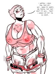 blush breasts gem_(species) panties pearl_(steven_universe) red_hair shorts_pull slightly_chubby steven_universe tank_top thick_thighs undressing vogol white_skin wide_hips