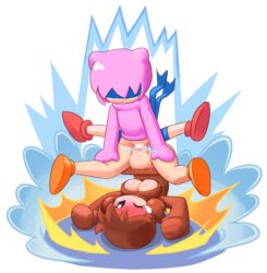 brown_hair cum cum_in_pussy exposed_breasts female femboy femboy_on_female femboydom femsub headband kirby kirby_(series) kirby_boy kirby_star_allies maledom minus8 nipples orange_shoes penis pink_hair pussy red_shoes sex smoke spread_legs straight suplex tears vaginal_penetration waddle_dee