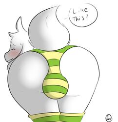 1boy 2d anthro anthro_male anthro_only asriel_dreemurr blush bulge caprine clothed clothing contimplatininspiratio furry furry_male furry_only goat humanoid humanoid_male humanoid_only legwear male male_only mammal mammal_humanoid panties socks solo undertale undertale_(series) underwear video_games young