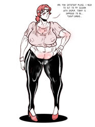 abs belly breasts chubby gem_(species) high_heels huge_ass huge_breasts muscular_female pearl_(steven_universe) red_hair steven_universe sweat thick_thighs vogol yoga_pants