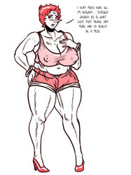 blush breasts chubby gem_(species) pearl_(steven_universe) red_hair shorts slightly_chubby steven_universe tank_top thick_thighs vogol white_skin