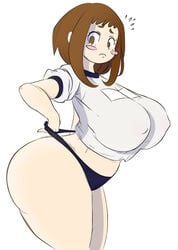 1girls 2018 ass belly big_ass big_butt blue_panties blush breasts brown_hair butt dat_ass eyebrows eyelashes female female_only frown gym_uniform hair huge_ass huge_breasts huge_butt human human_only looking_at_viewer midriff my_hero_academia nipple_bulge ochako_uraraka panties shirt short_hair shounen_jump solo source_request spindles thick thick_ass thick_thighs voluptuous wide_hips