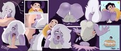 ahe_gao amethyst_(steven_universe) anus ass_pillow butt_pillow cartoon_network collage cum cum_drip cum_in_mouth cum_in_nose cum_in_pussy dude-doodle-do fellatio food from_behind from_below gem_(species) human imprint light morning night oral pajamas penis penis_lick purple_skin saliva sandwich sex sleeping steven_quartz_universe steven_universe text viewed_from_below white_hair young