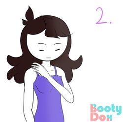 bootydox brown_hair closed_eyes female female_only jaiden jaiden_animations looking_down page_2 page_number purple_swimsuit swimsuit undressing youtube youtuber