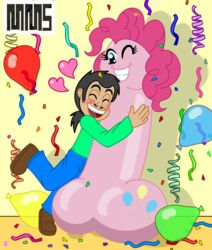 2012 balloon balls blue_eyes blush friendship_is_magic heart hug human inflatable male mammal meanmotorscooter monophallia my_little_pony penis penis_body penis_creature penis_head pinkie_pie_(mlp) straight_hair