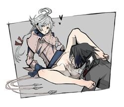 alisaie_leveilleur au_ra bottomless cunnilingus elezen female final_fantasy final_fantasy_xiv male ranier_layarte xaela yo-nashi