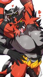 2boys abs alternate_color armpits bara cock_ring furry furry_only gay heart huge_penis ig ig1119 incineroar male male_only muscular muscular_male nintendo no_humans no_nipples nude original_character penis pokemon pokemon_sm tail text thick_penis veins veiny_penis watermark wet yaoi