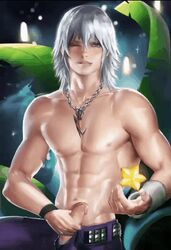 1boy abs animated big_penis erection kingdom_hearts male male_focus male_only masturbation nipples nude_filter riku sakimichan