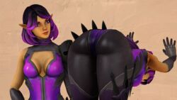 3d ass big_ass breasts butt elf gloves paladins pointy_ears purple_eyes purple_hair skye_(paladins) twilight_skye